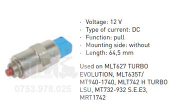Bobina oprire motor 12 VDC Manitou MLT627 TURBO EVOLUTION MLT742 H TURBO LSU / Manitou engine stop solenoid