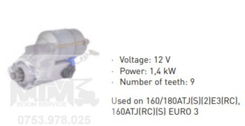 Electromotor starter 12 V 1,4 kW Manitou 160/180ATJ S 2 E3 RC 160ATJ RC S EURO 3 / Manitou starter