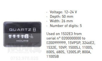 Indicator ore 12 24 VDC 1500SJ 1100S 800S 680S 1200SJP 800A 1100SB / JLG hour meter