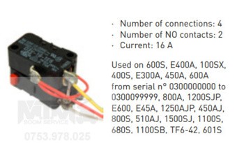 Microintrerupator 16A nacela JLG 600S E400A 100SX 400S E300A 450A 600A 800A 1200SJP E600 E45A 1250AJP 450AJ 800S 510AJ 1500SJ 1100S 680S 1100SB TF6 42 601S / JLG microswitch