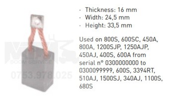 Perie carbon nacela JLG 800S 600SC 450A 800A 1200SJP 1250AJP 450AJ 400S 600A 600S 3394RT 510AJ 1500SJ 340AJ 1100S 680S / JLG carbon brush