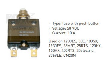 Siguranta cu buton 50VDC 10A nacela JLG 1230ES 30E 100SX 1930ES 26MRT 25RTS 120HX 100HX 400RTS 30electric 3369LE CM20N / JLG fuse with push button